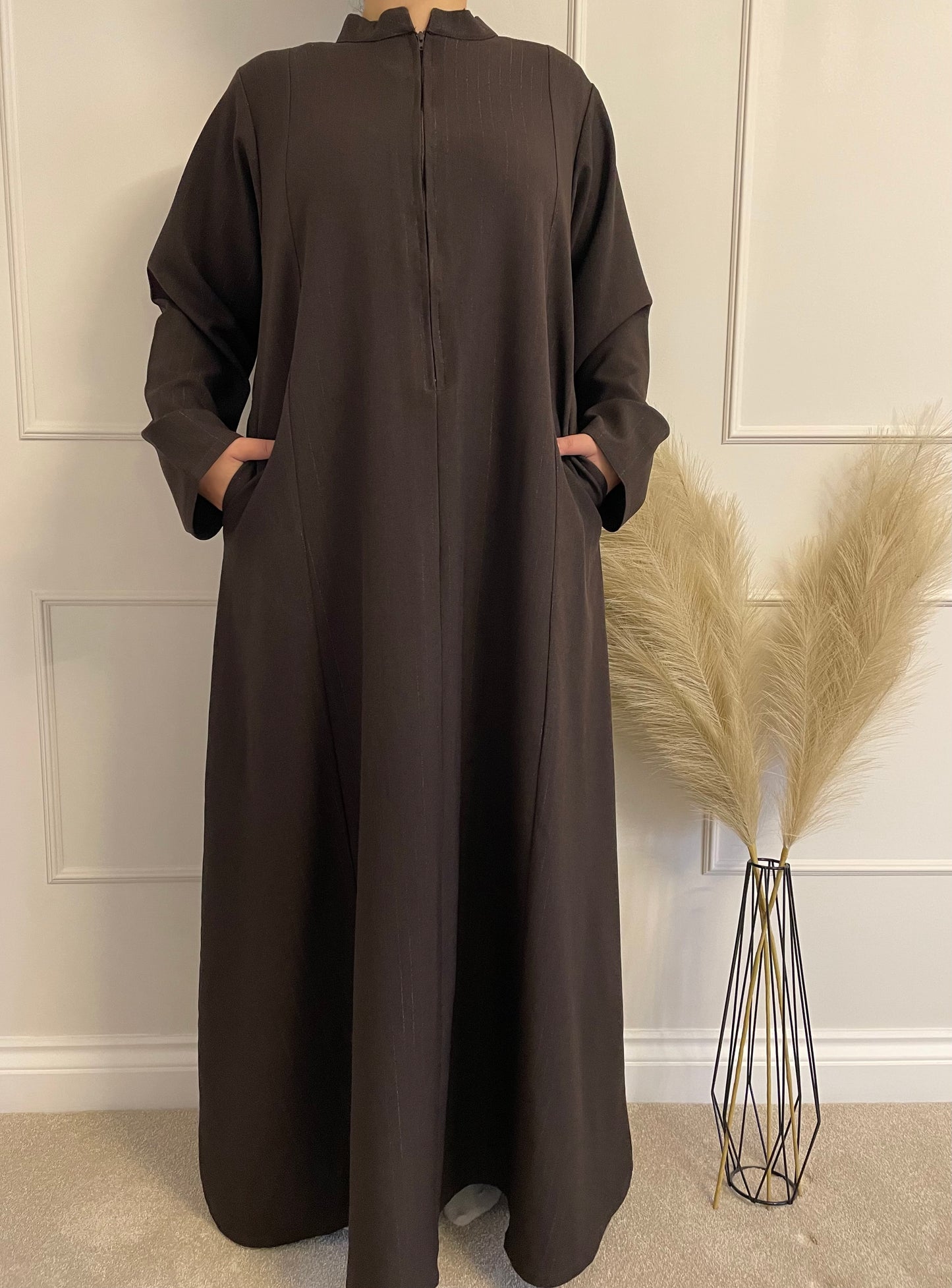 Brown Striped Abaya