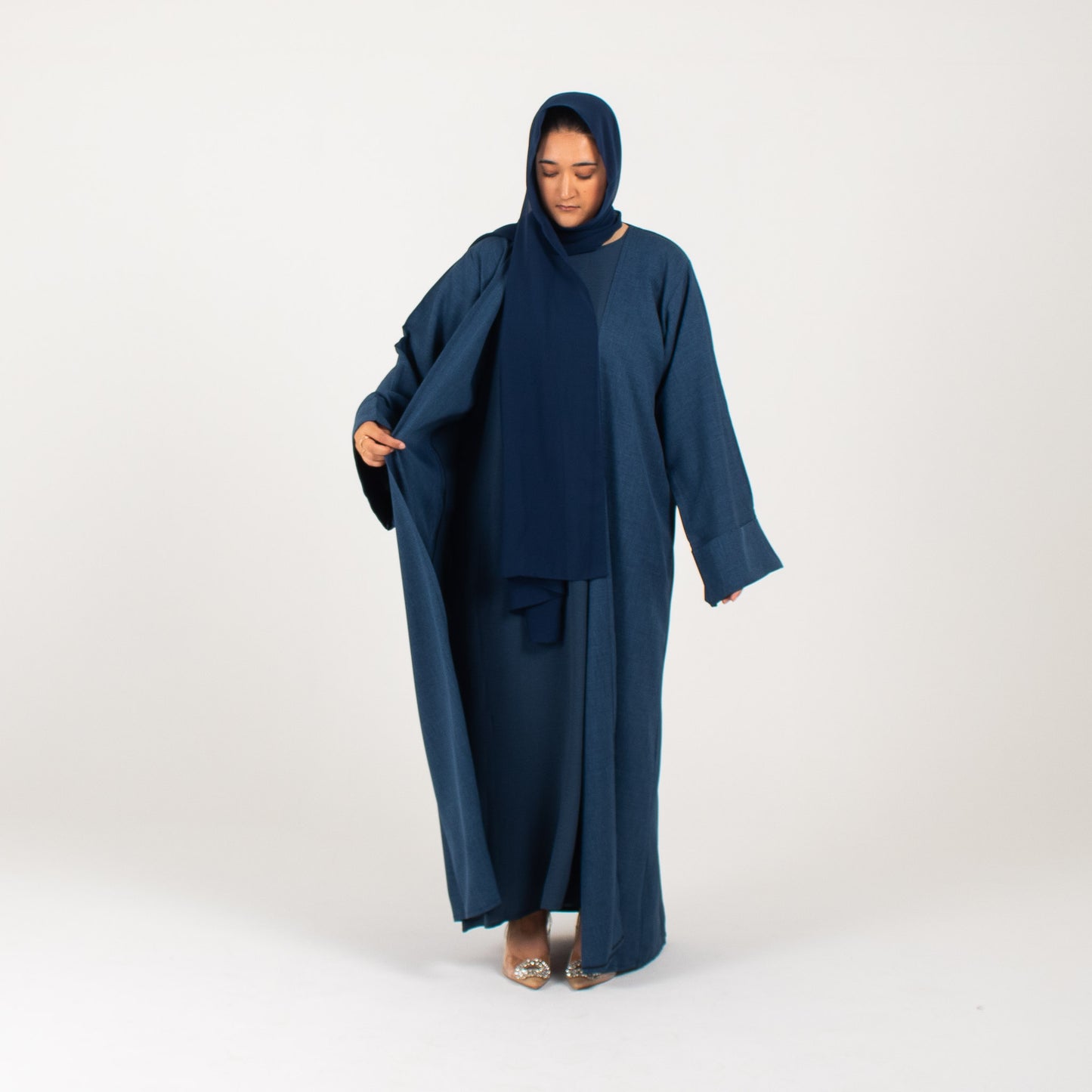 Dark Blue Open Abaya