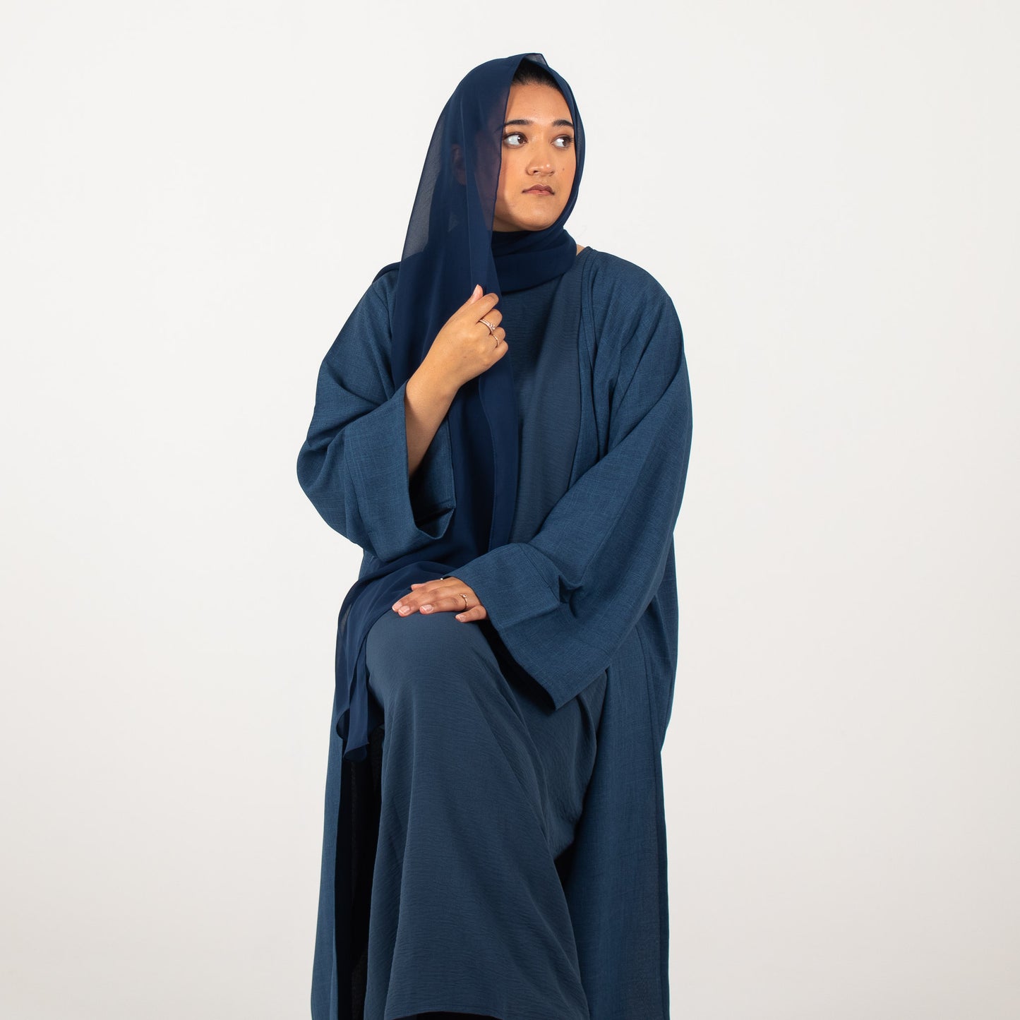 Dark Blue Open Abaya