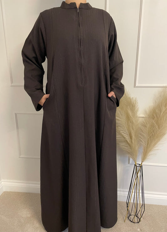 Brown Striped Abaya